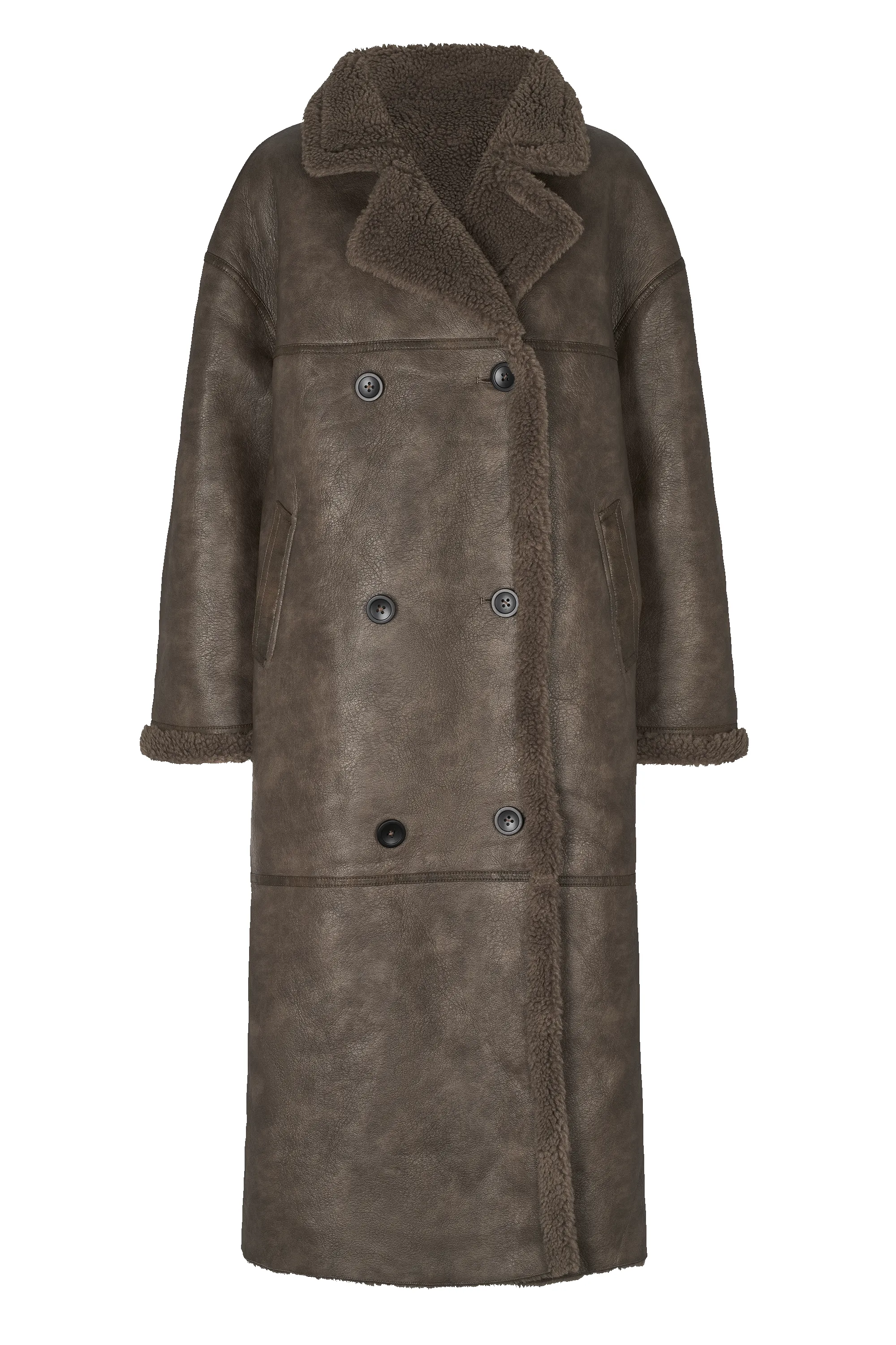 Joa Wool Coat Long Chocolate Brown sold by Americandreams