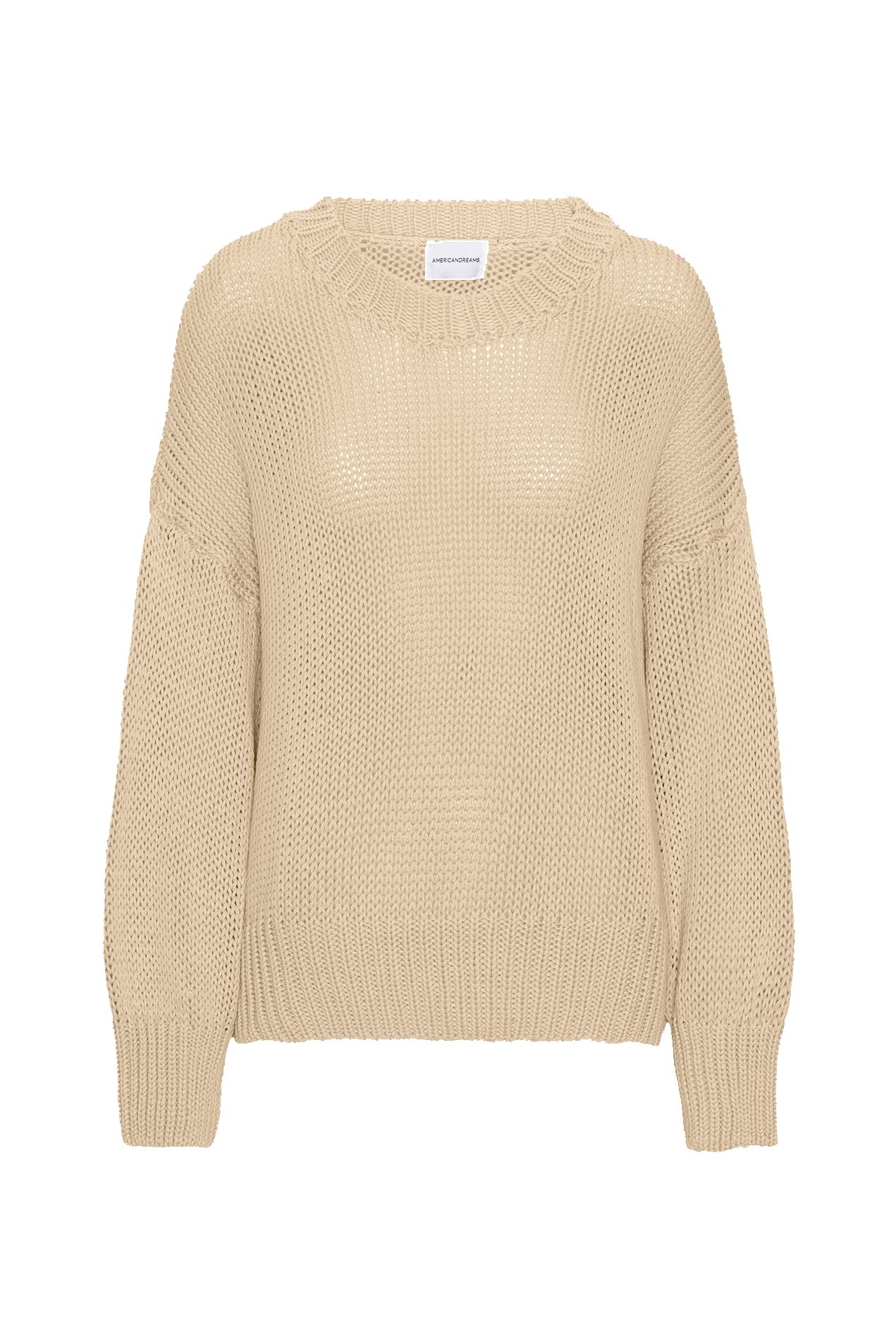 Pepper Round Neck Cotton Pullover Almond sold by Americandreams