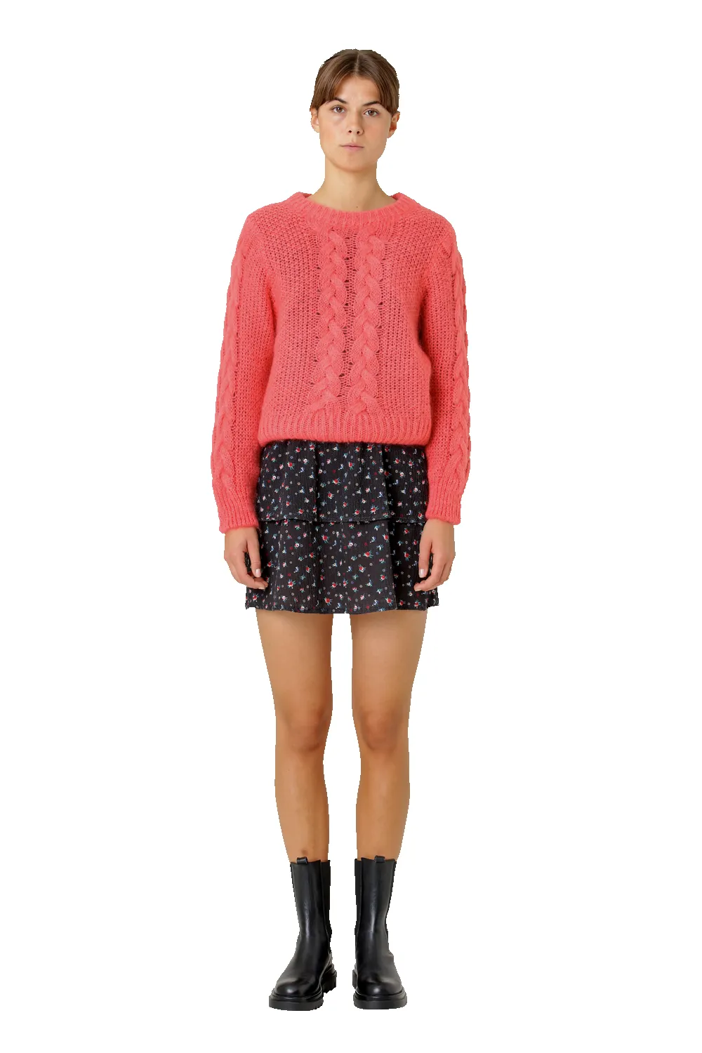 Louisa Cable Knit Pullover Coral Red sold by Americandreams product image thumbnail 2