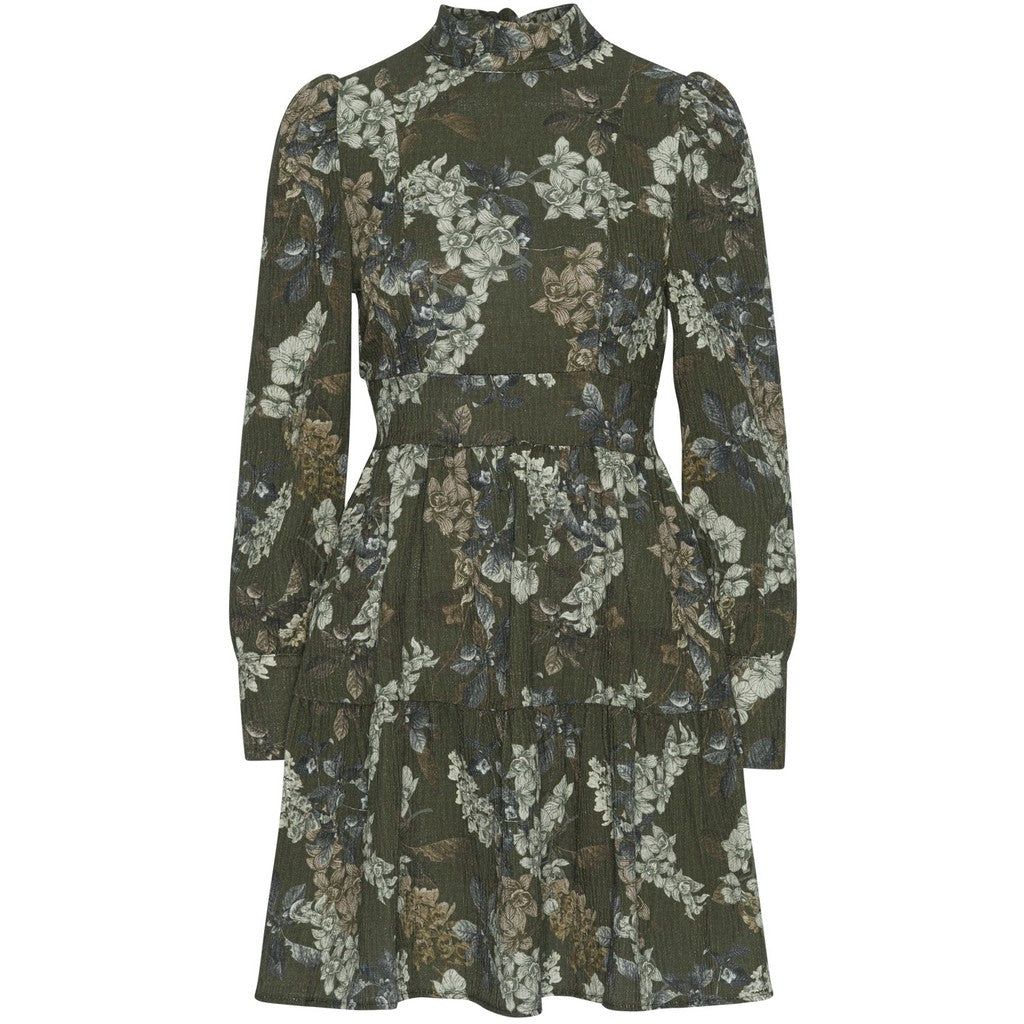 Laila Cotton Bow Dress - Army Green Big Flower sold by American Dream