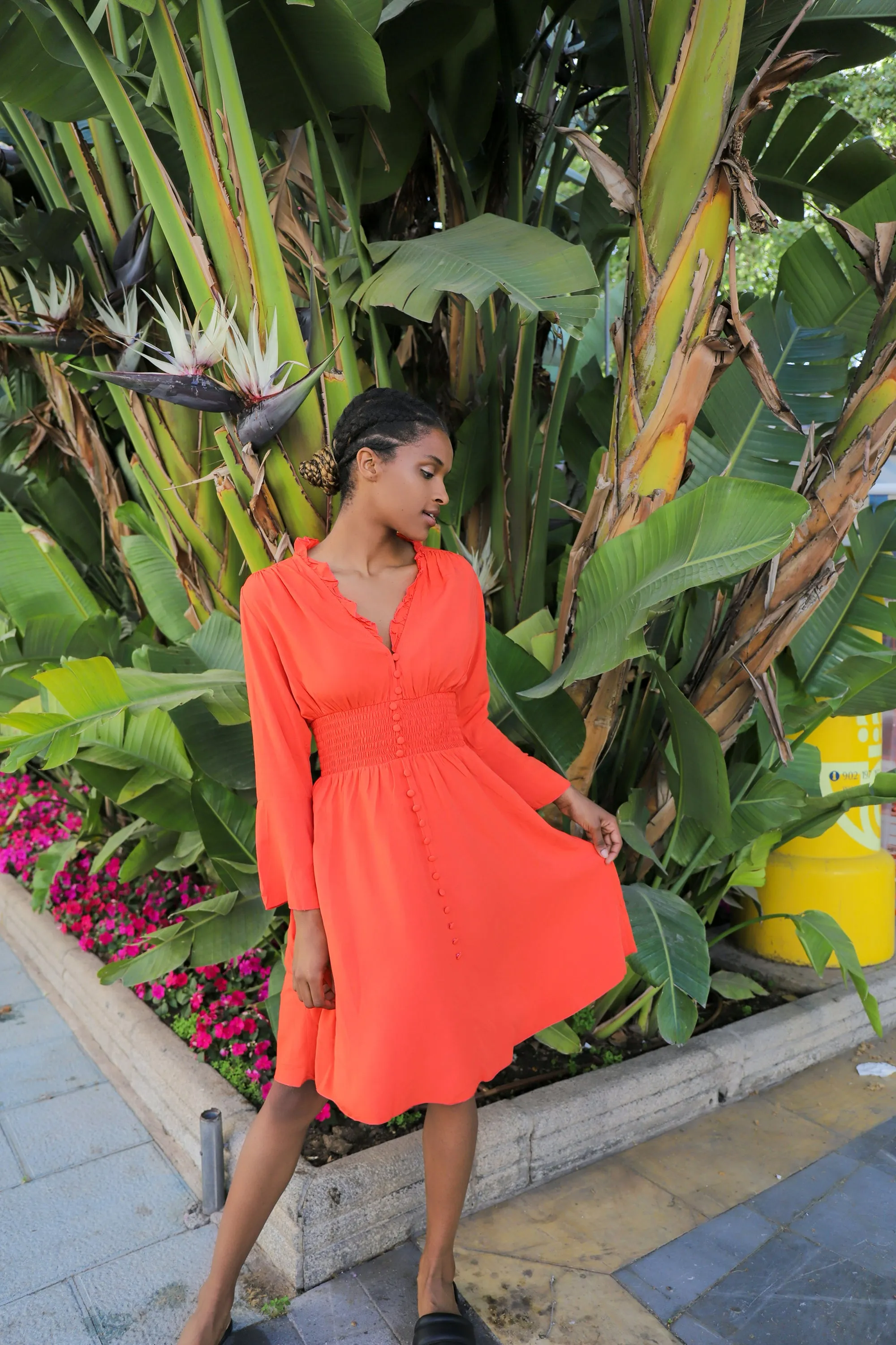 Sally Short Dress Burnt Orange Solid sold by Americandreams product image thumbnail 3