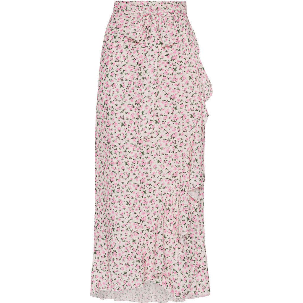 Milly Wrap Skirt Long - White/Pink Flower sold by American Dream
