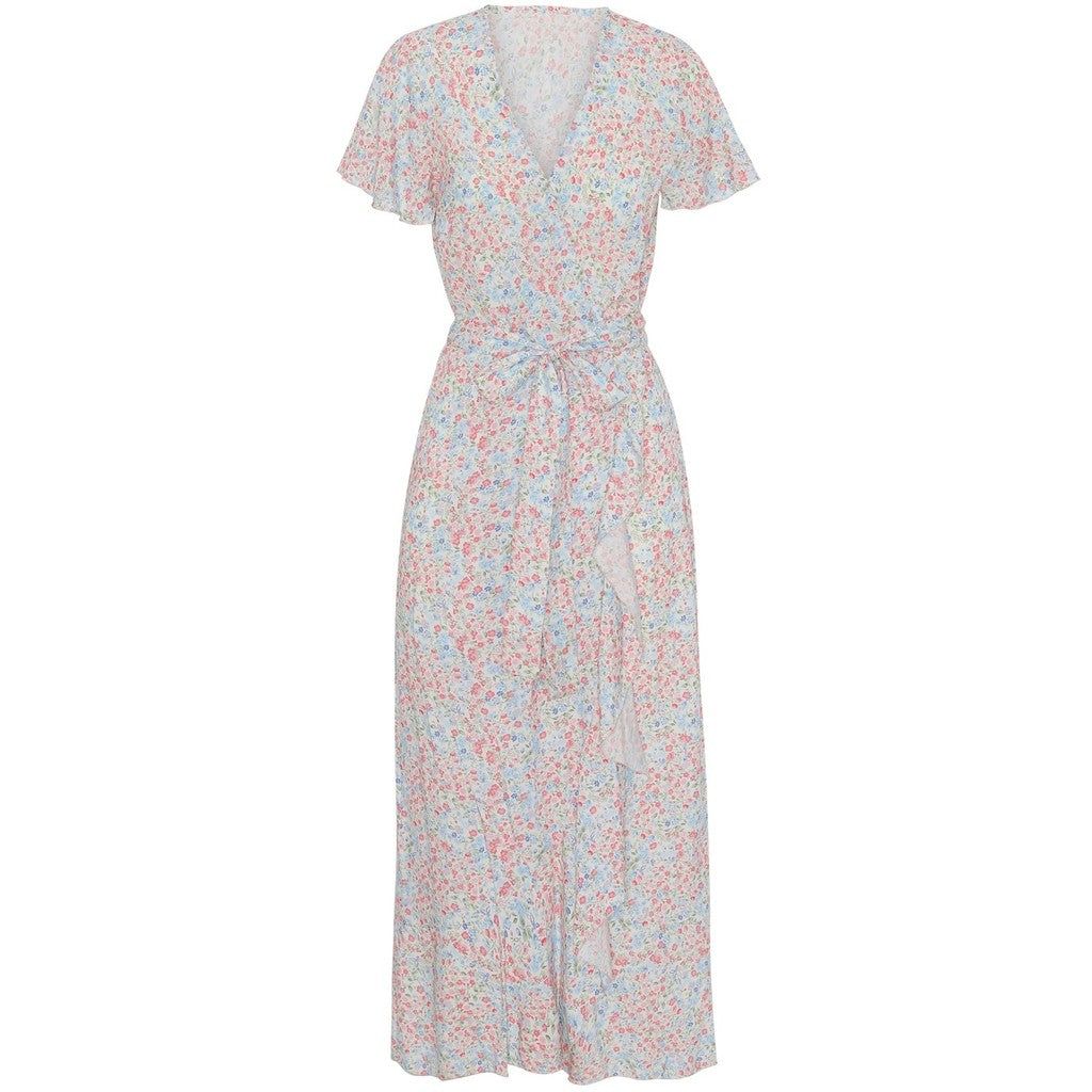 Milly Wrap Dress Long - Blue Multi Flower sold by American Dream
