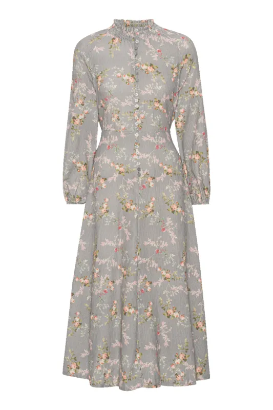 Perla Dress Long Grey W/Flower sold by Americandreams