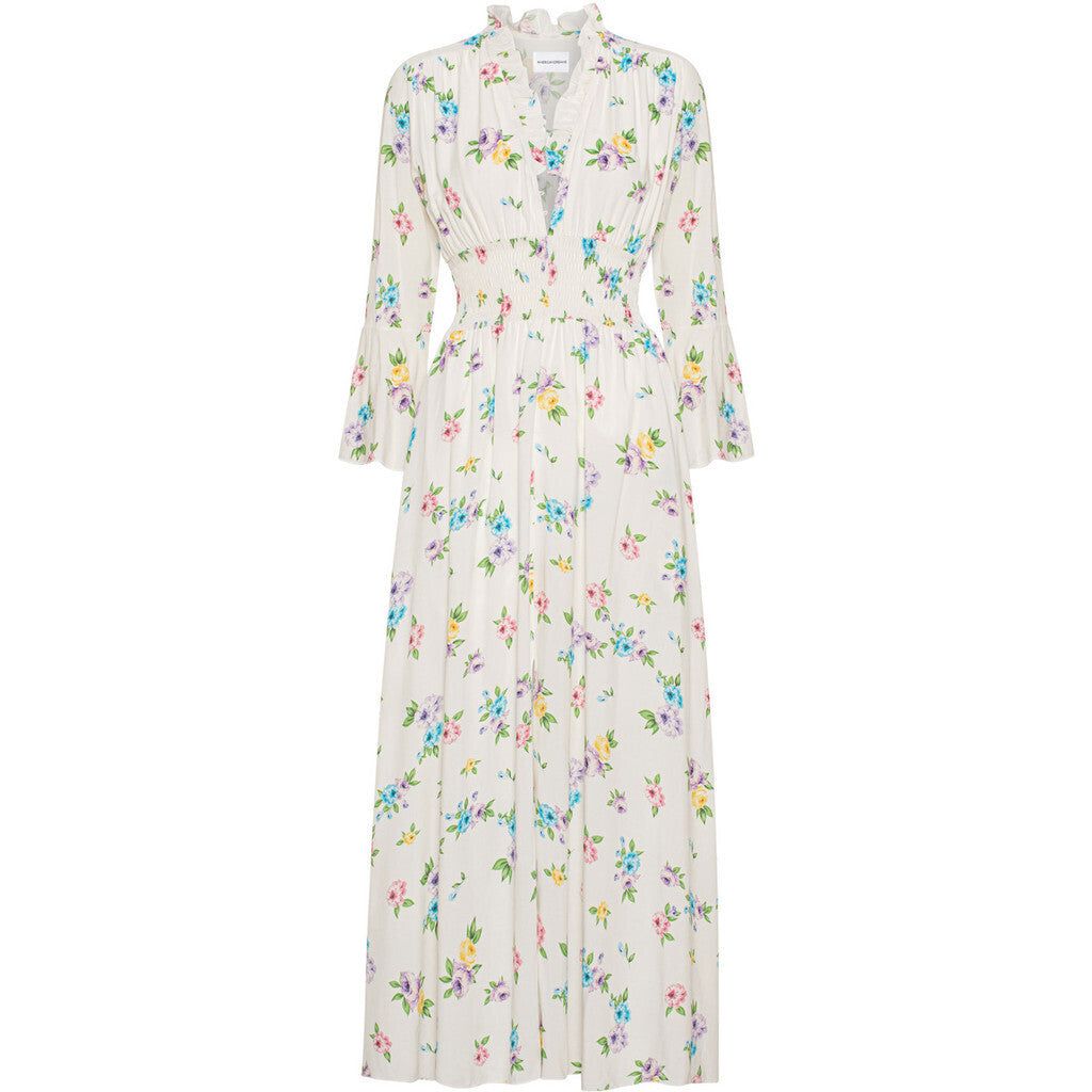Sally Long Dress - White w/ Multiflower sold by American Dream
