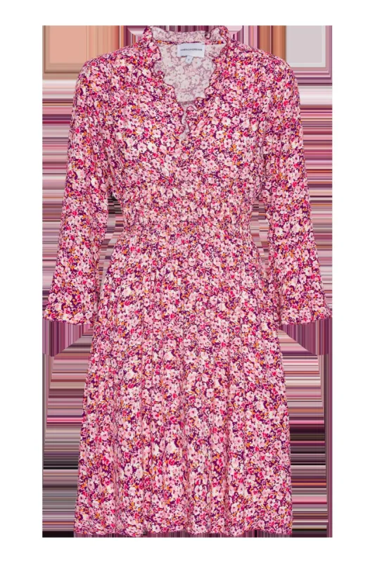 Sally Short Dress Lilac Bordeaux Big Flower sold by American Dream