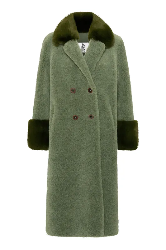 Fiona Long Wool Coat Green sold by Americandreams