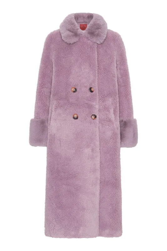 Fiona Long Wool Coat Lavender sold by Americandreams
