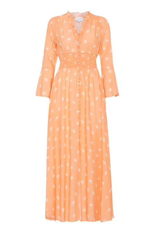 Sally Long Dress Peach W/Elephants made by Americandreams