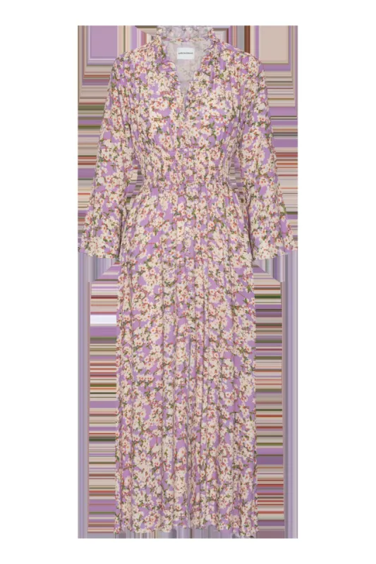 Sally Long Dress Lilac White Flowers sold by American Dream