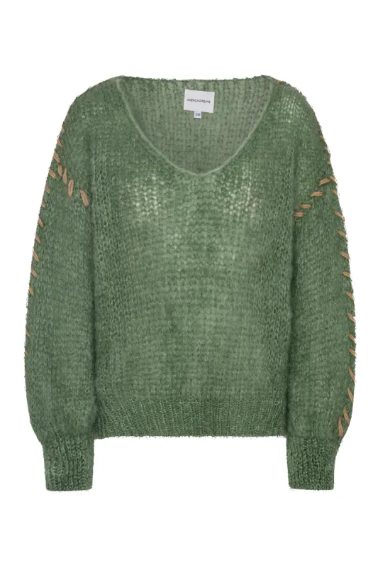 Milana LS Mohair Knit Stitching Dusty Green sold by Americandreams