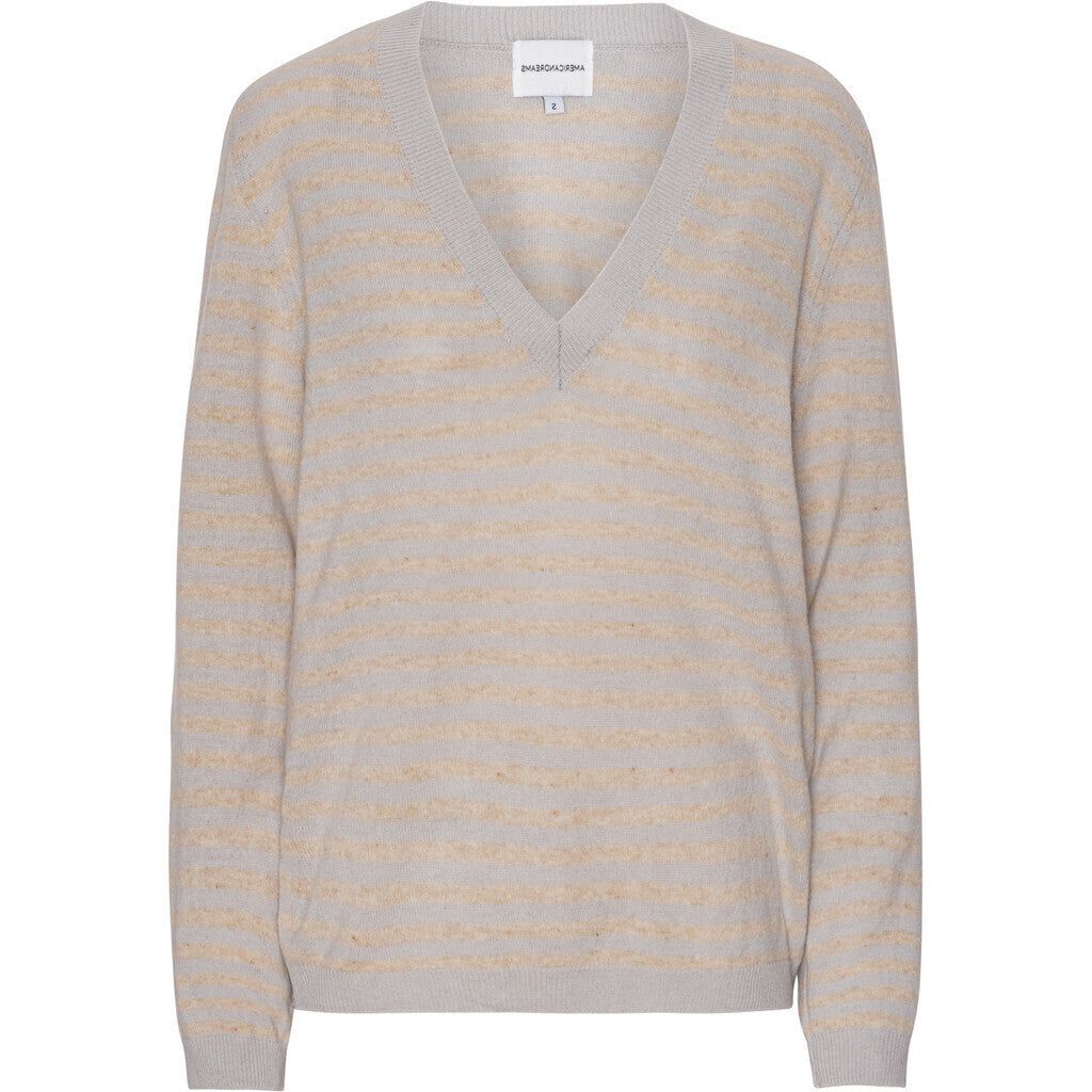 Christy V Neck Cashmere Pullover - Grey / Beige sold by American Dream