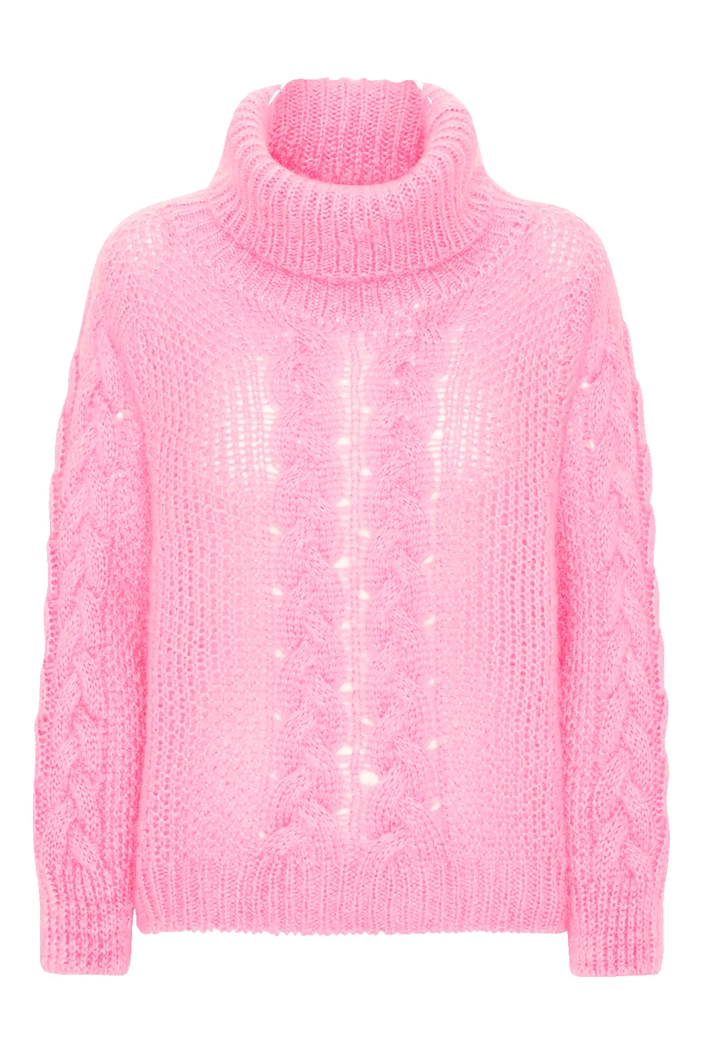 Minella Roll Neck Cable Knit Pullover Soft Berry - Sample sold by American Dream