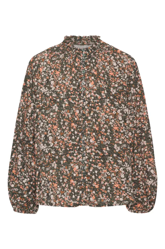 Perla Cotton Shirt Army Flower sold by Americandreams