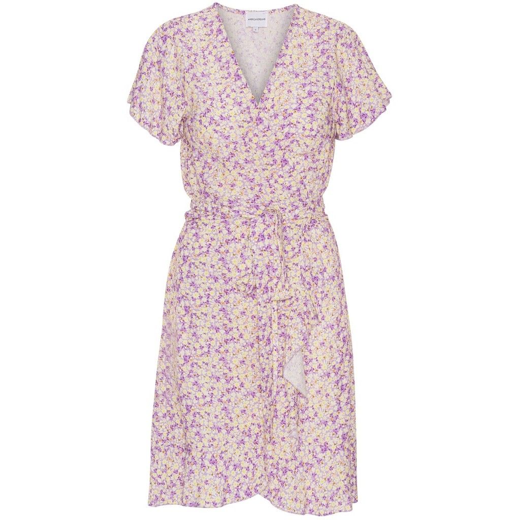 Milly Wrap Dress Short - Lilac / Yellow Flower sold by American Dream