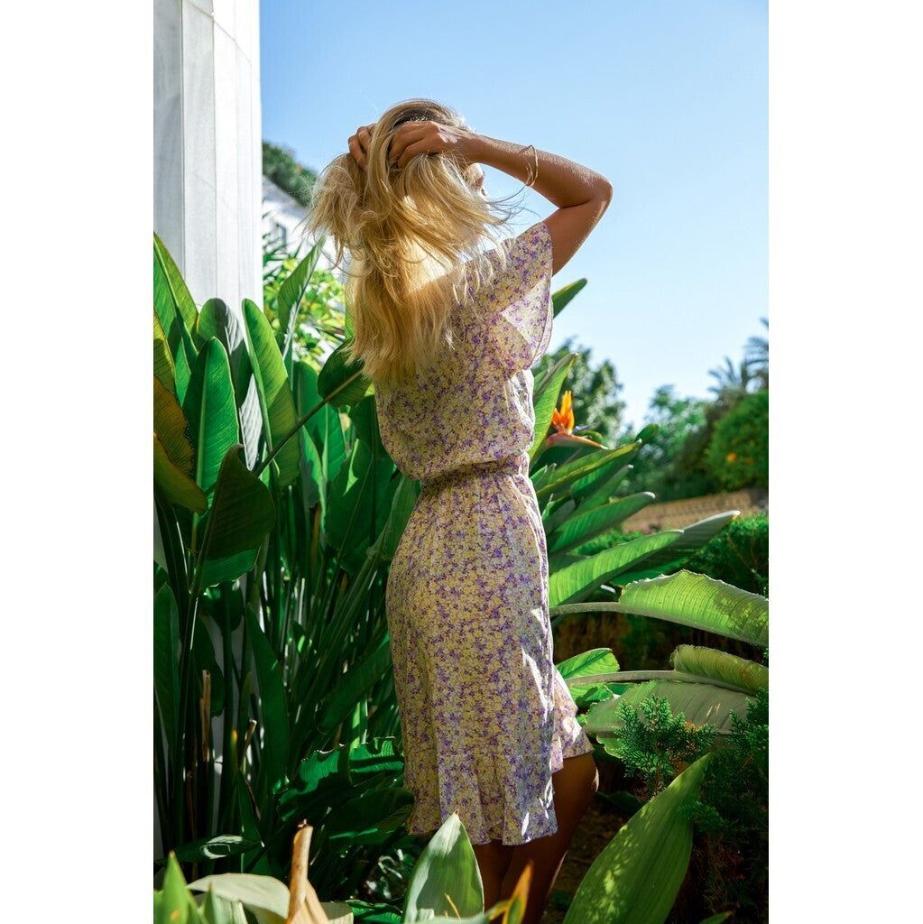 Milly Wrap Dress Short - Lilac / Yellow Flower sold by American Dream product image thumbnail 3