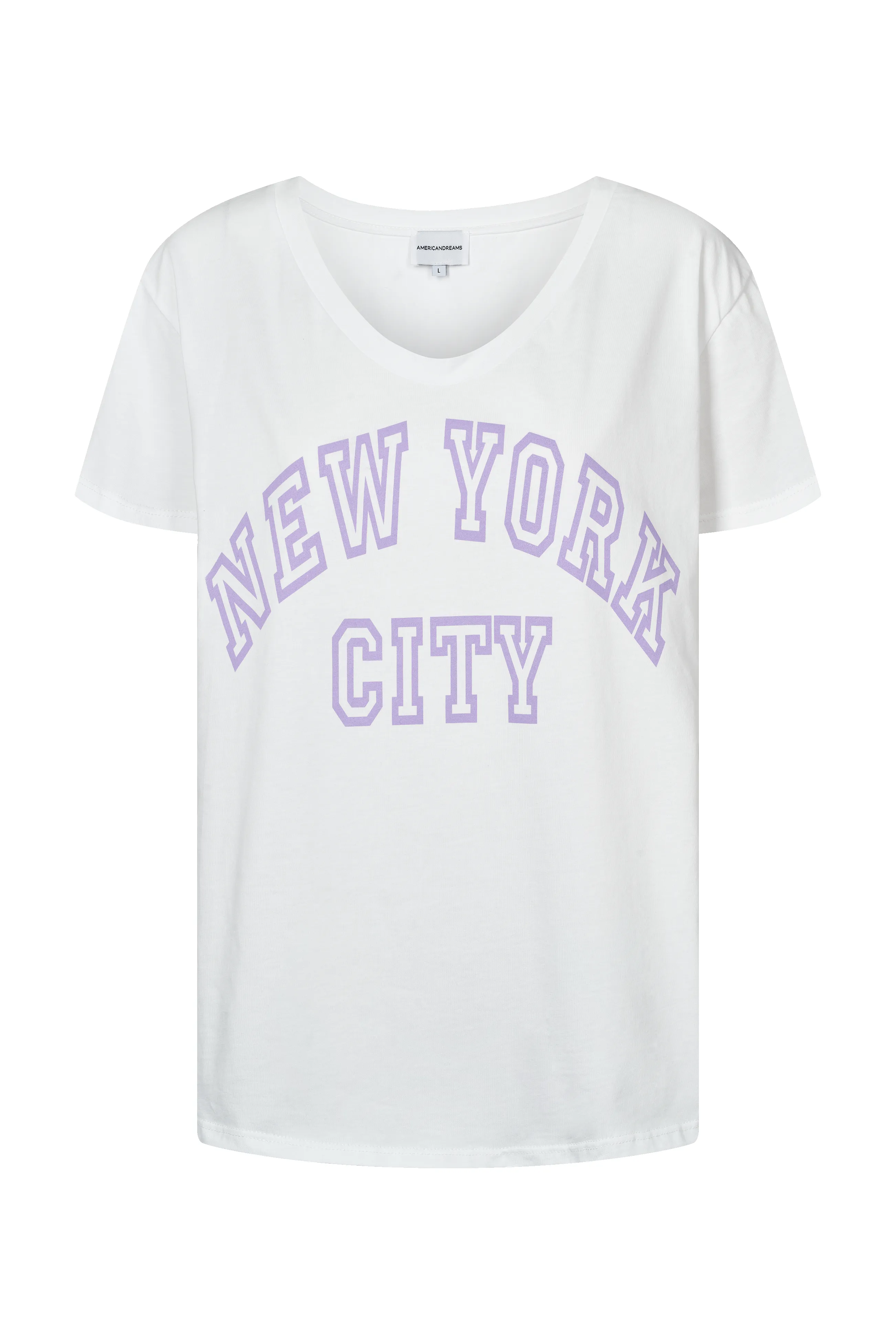 T-shirt White NYC Cotton Tee W/Lilac Letters sold by Americandreams