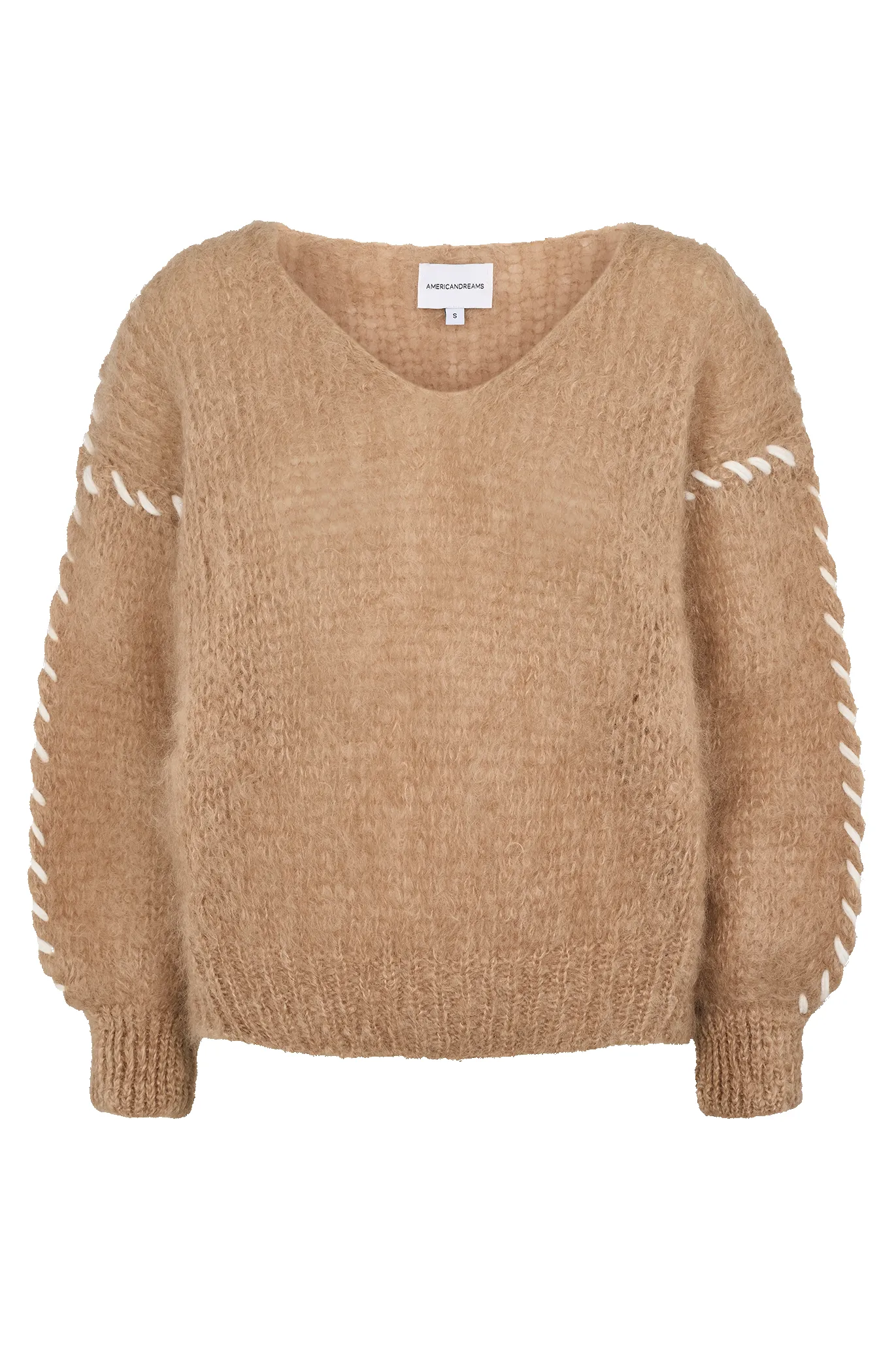 Milana LS Mohair Knit Stitching Medium Brown sold by American Dream