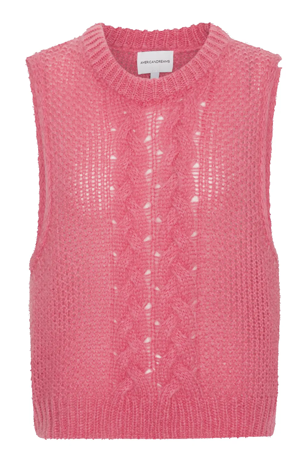 Angie Cable Knit Vest Pink sold by Americandreams