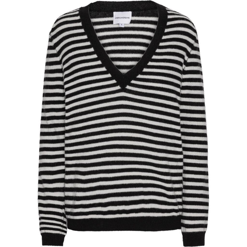 Christy V Neck Cashmere Pullover - Black / White sold by American Dream