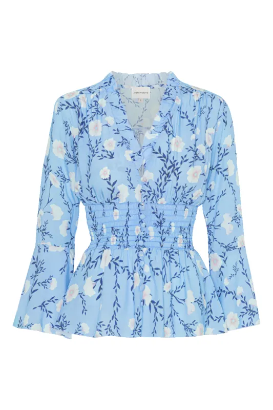 Sally Top Light Blue Flower made by Americandreams