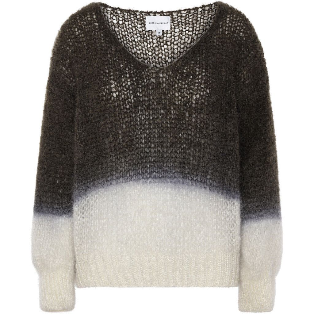 Milana 2-Colored LS Mohair Knit - Black/White sold by American Dream