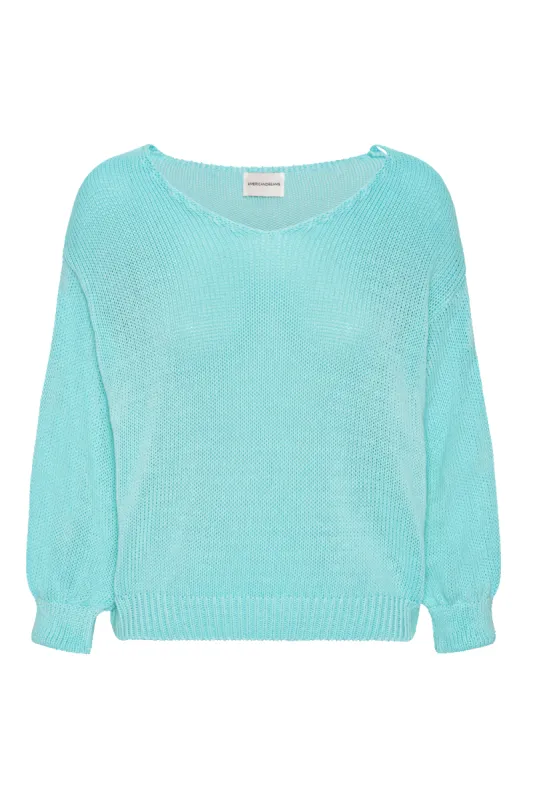 Milana LS Light Cotton Knit Turquoise made by Americandreams