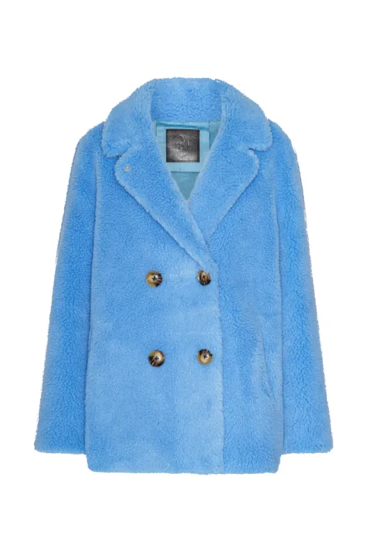 Fiona Short Coat Without Fur Sky Blue made by Americandreams