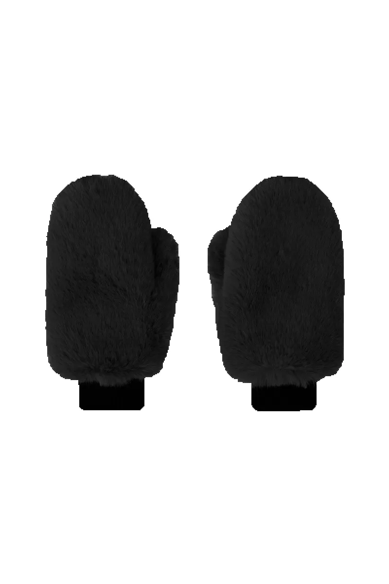 Ted Faux Fur Mittens Black sold by Americandreams