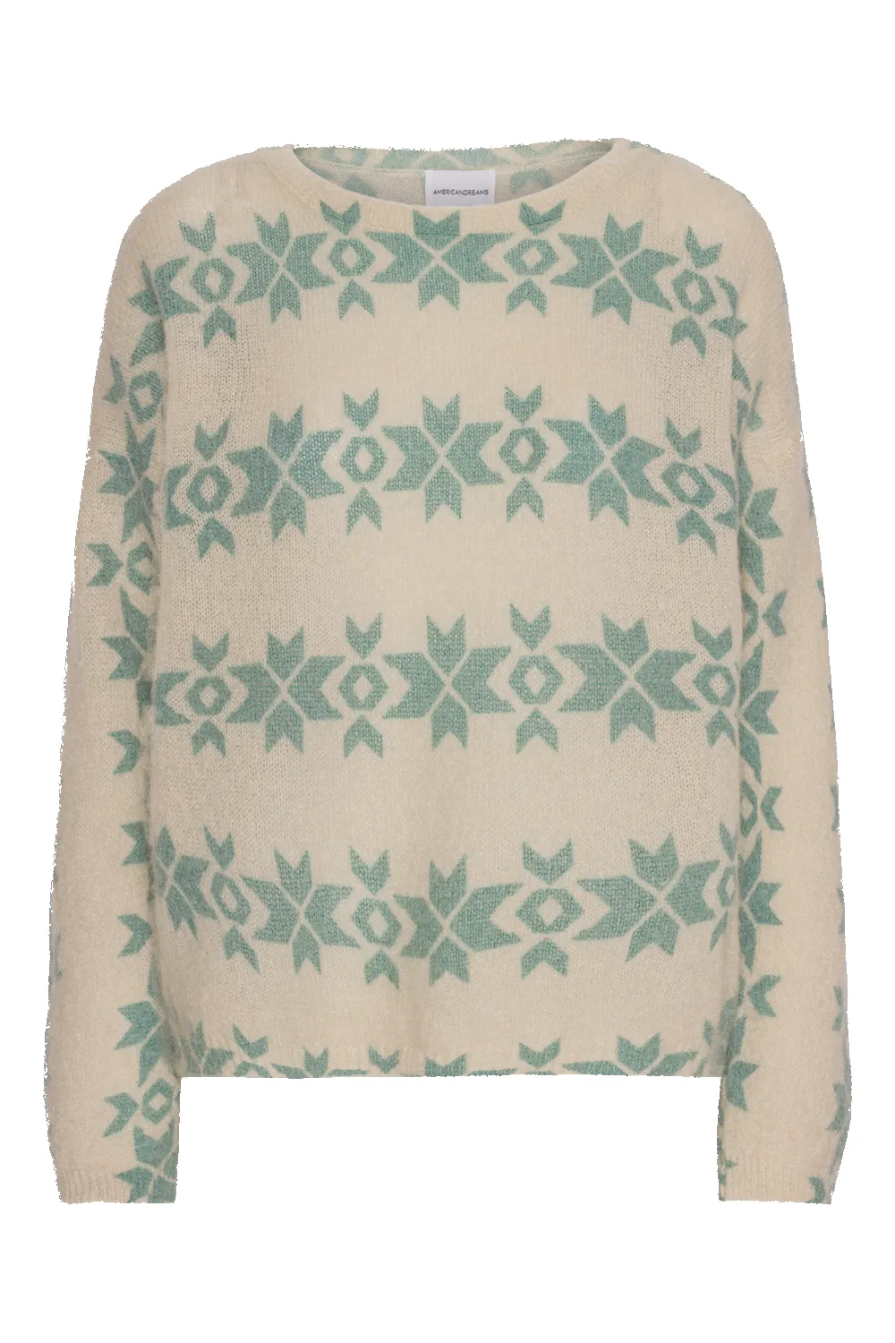 Eva Nordic Pullover Beige With Green Print - Sample sold by Americandreams