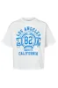 T-Shirt Cropped White LA California Cotton Tee W/Sky Blue Letters sold by Americandreams