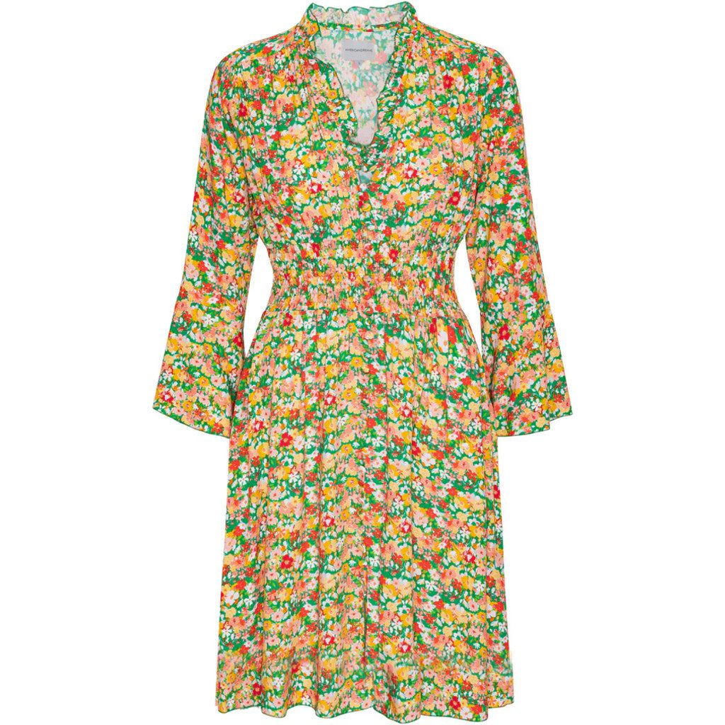 Sally Short Dress - Green Big Multi Flower sold by American Dream