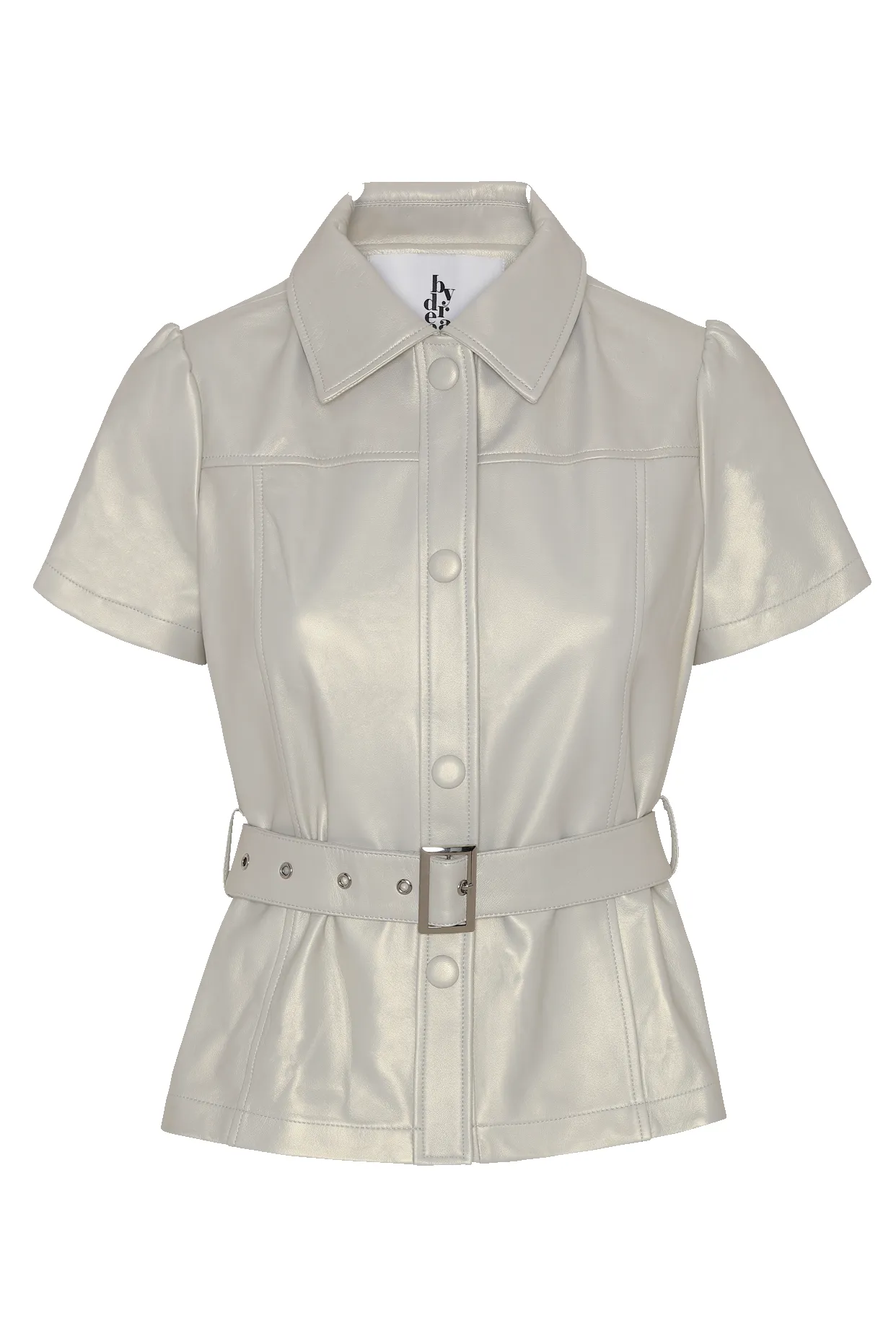 Aubrey Leather Shirt Cream White sold by Americandreams