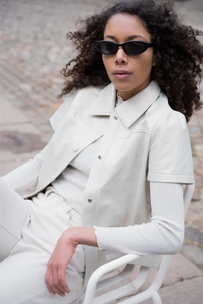 Aubrey Leather Shirt Cream White sold by Americandreams product image thumbnail 2