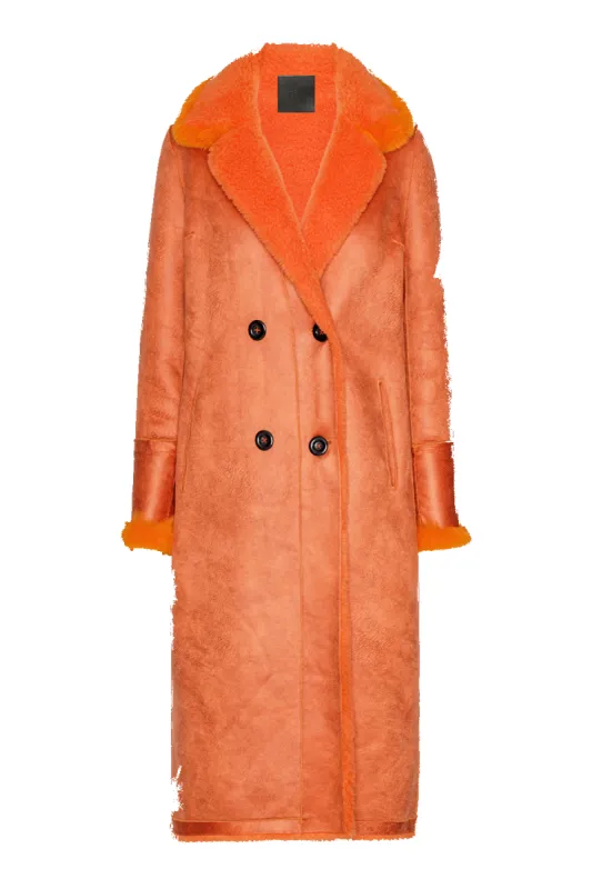 Leona Wool Coat Long Orange sold by Americandreams