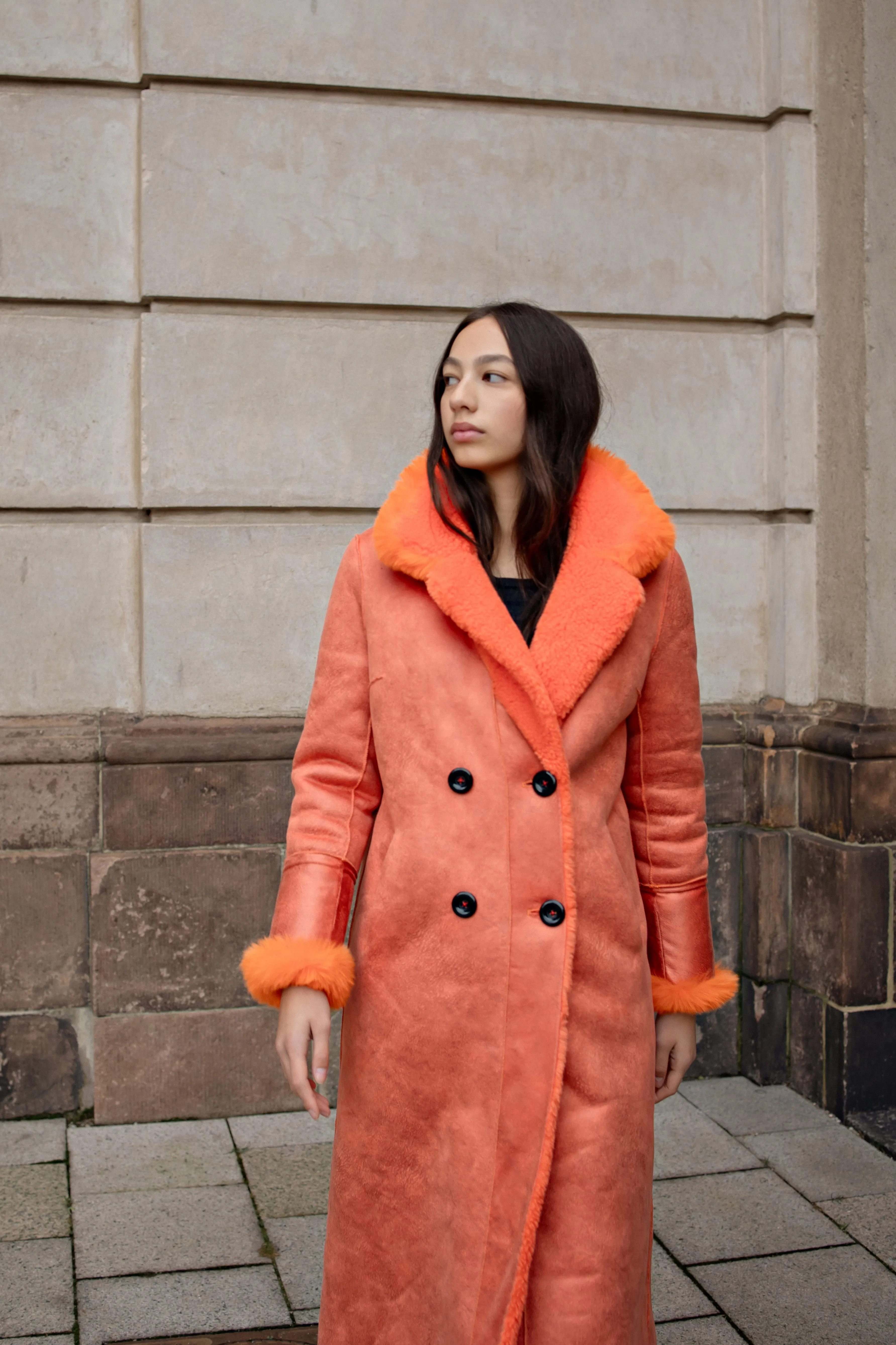Leona Wool Coat Long Orange sold by Americandreams product image thumbnail 5