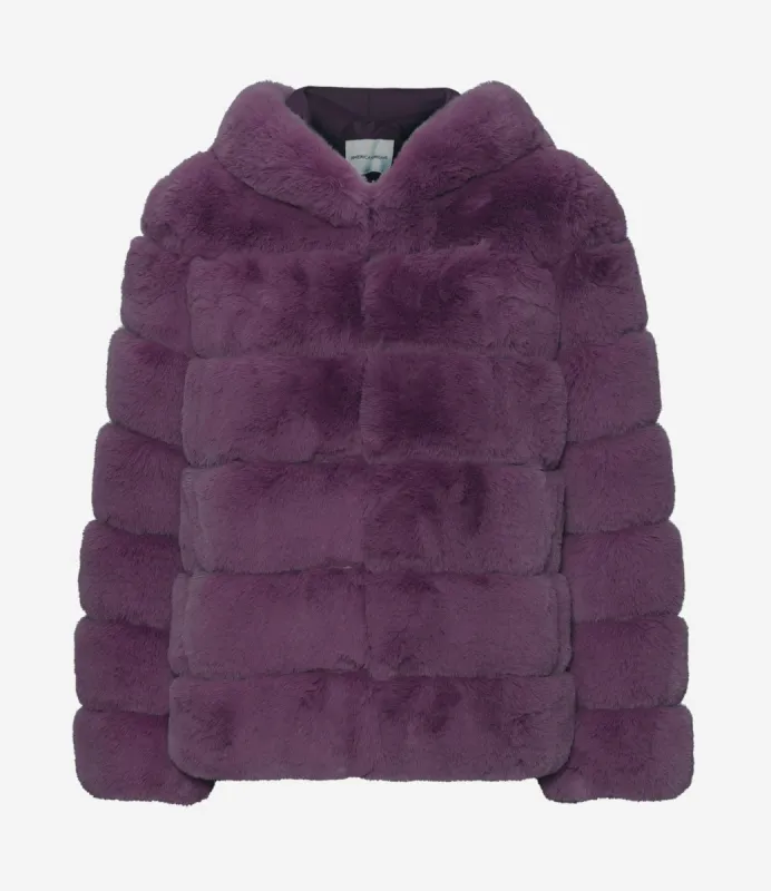 Blake Faux Fur Jacket Short Purple - Sample sold by Americandreams
