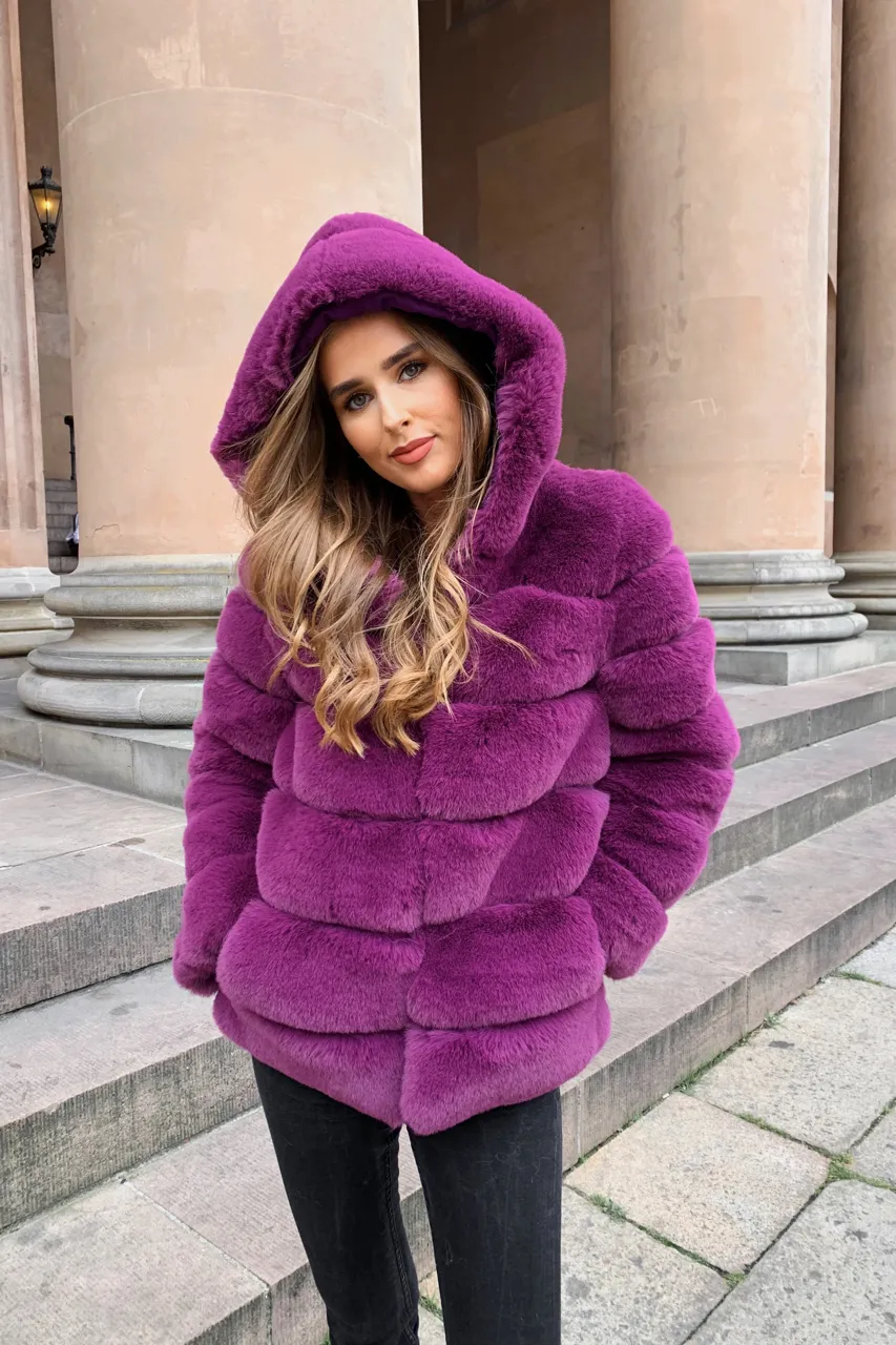 Blake Faux Fur Jacket Short Purple - Sample sold by Americandreams product image thumbnail 2