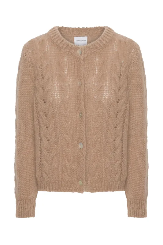 Frankie Cable Knit Cardigan Medium Brown made by Americandreams