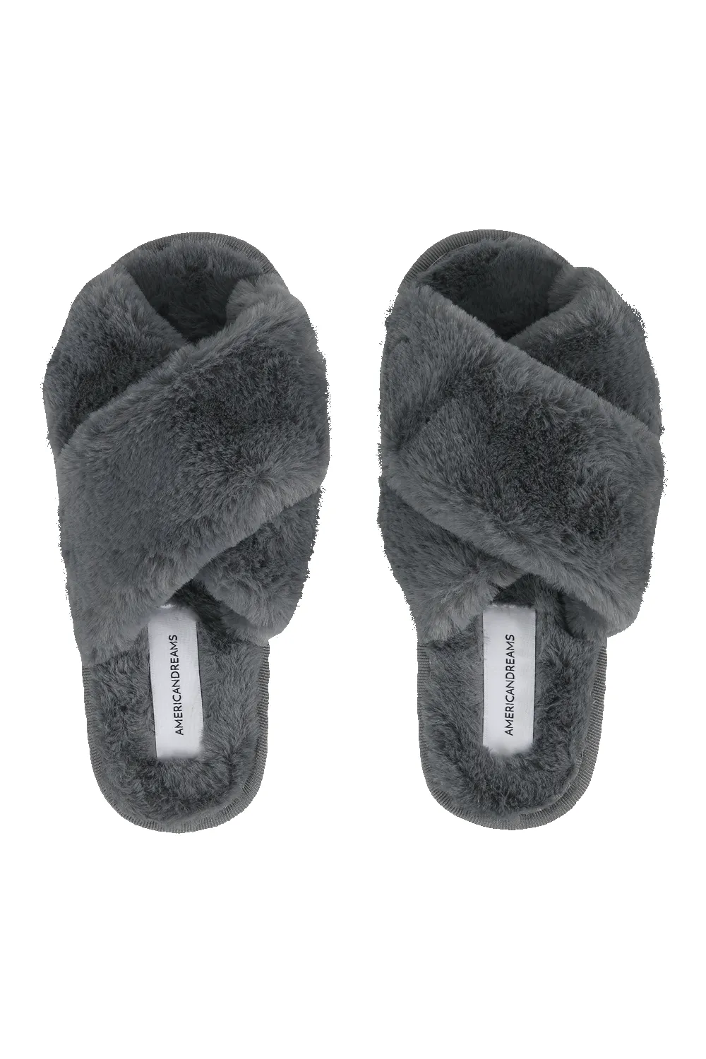 Lou Faux Fur Slippers Dark Grey sold by Americandreams
