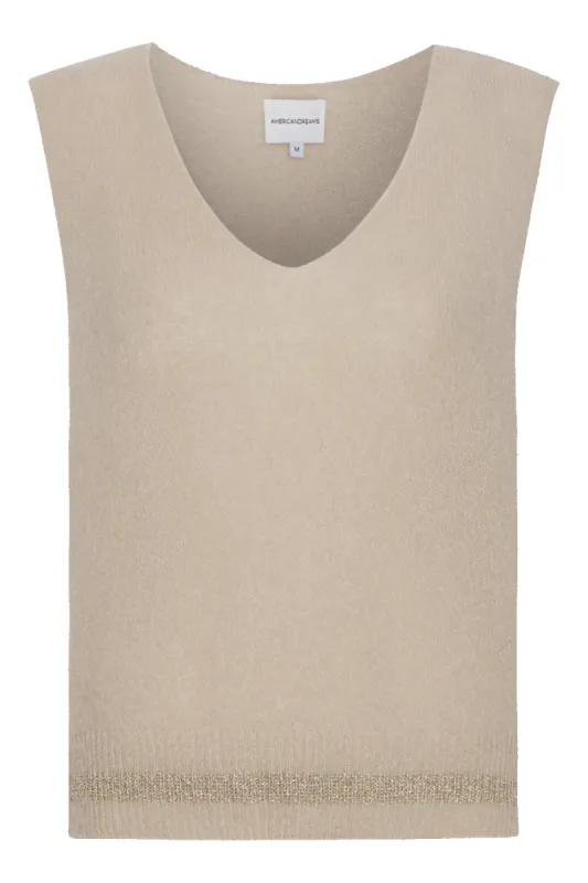 Anya V-Neck Vest Beige - Sample sold by Americandreams