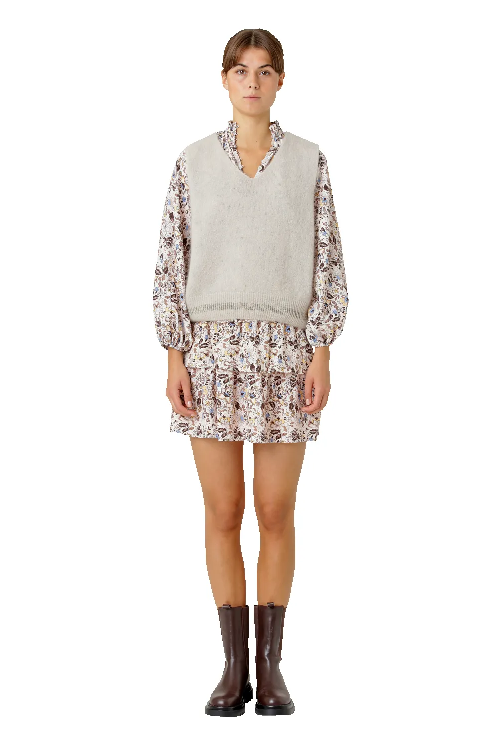 Anya V-Neck Vest Beige - Sample sold by Americandreams product image thumbnail 2