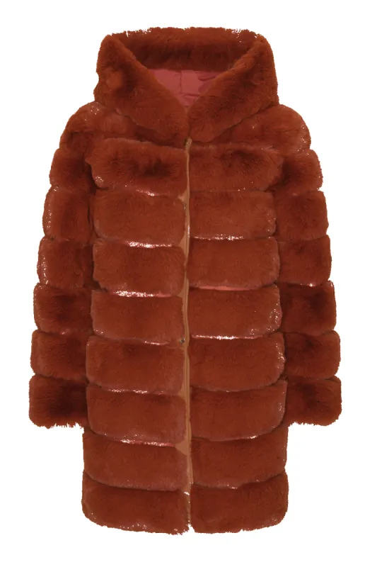 Blake Faux Fur Coat Long Rust sold by Americandreams