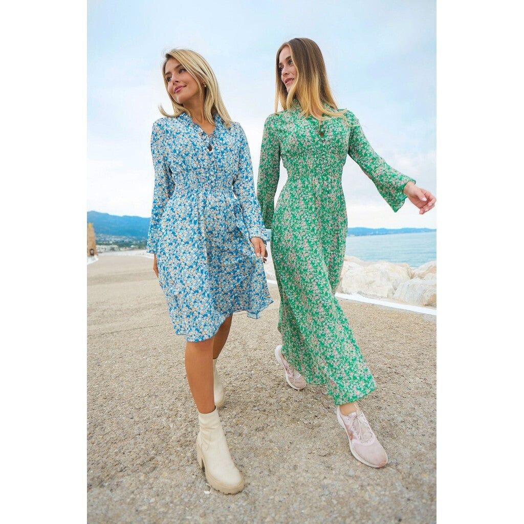 Sally Short Dress - Teal Blue Flower sold by American Dream product image thumbnail 3