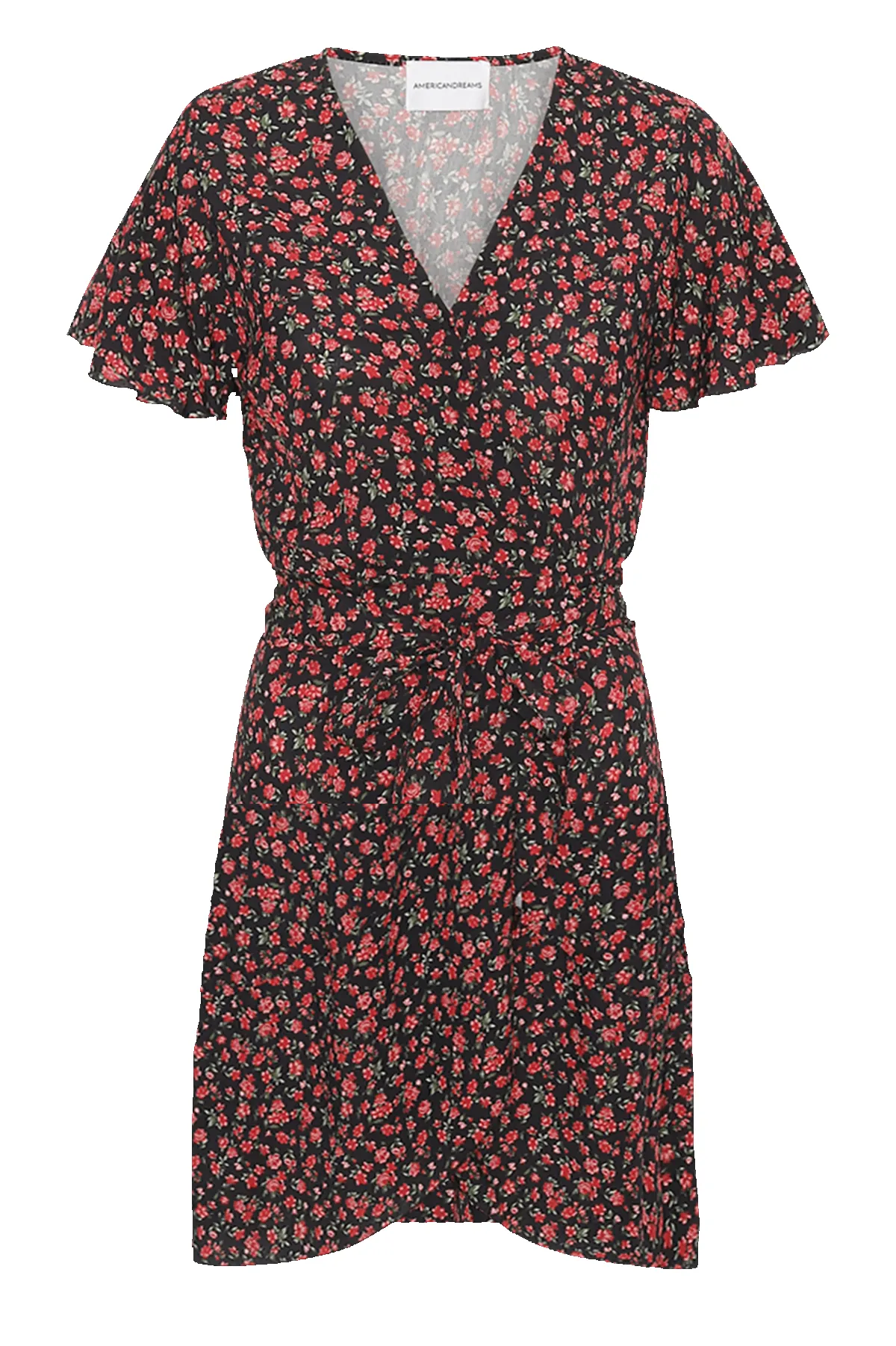 Milly Wrap Dress Short Black/Red Flower sold by Americandreams