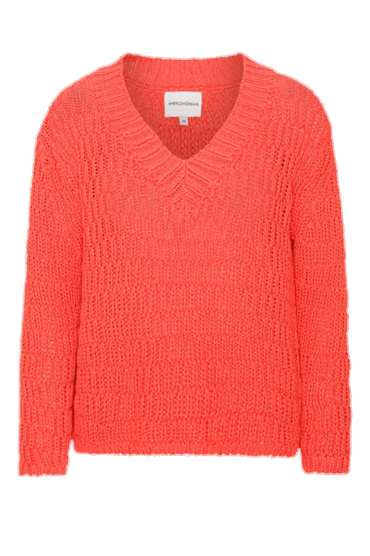Sui Cotton Pullover Coral Red made by Americandreams