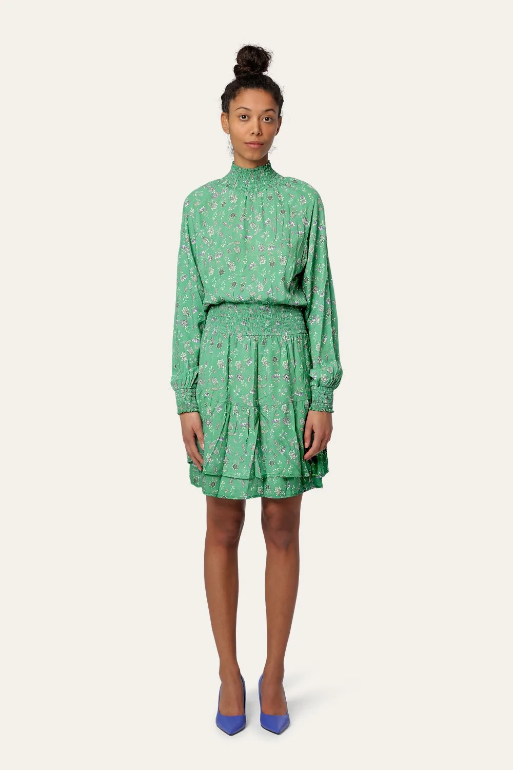 Daniella High Neck Dress Short Green Flower sold by Americandreams product image thumbnail 2