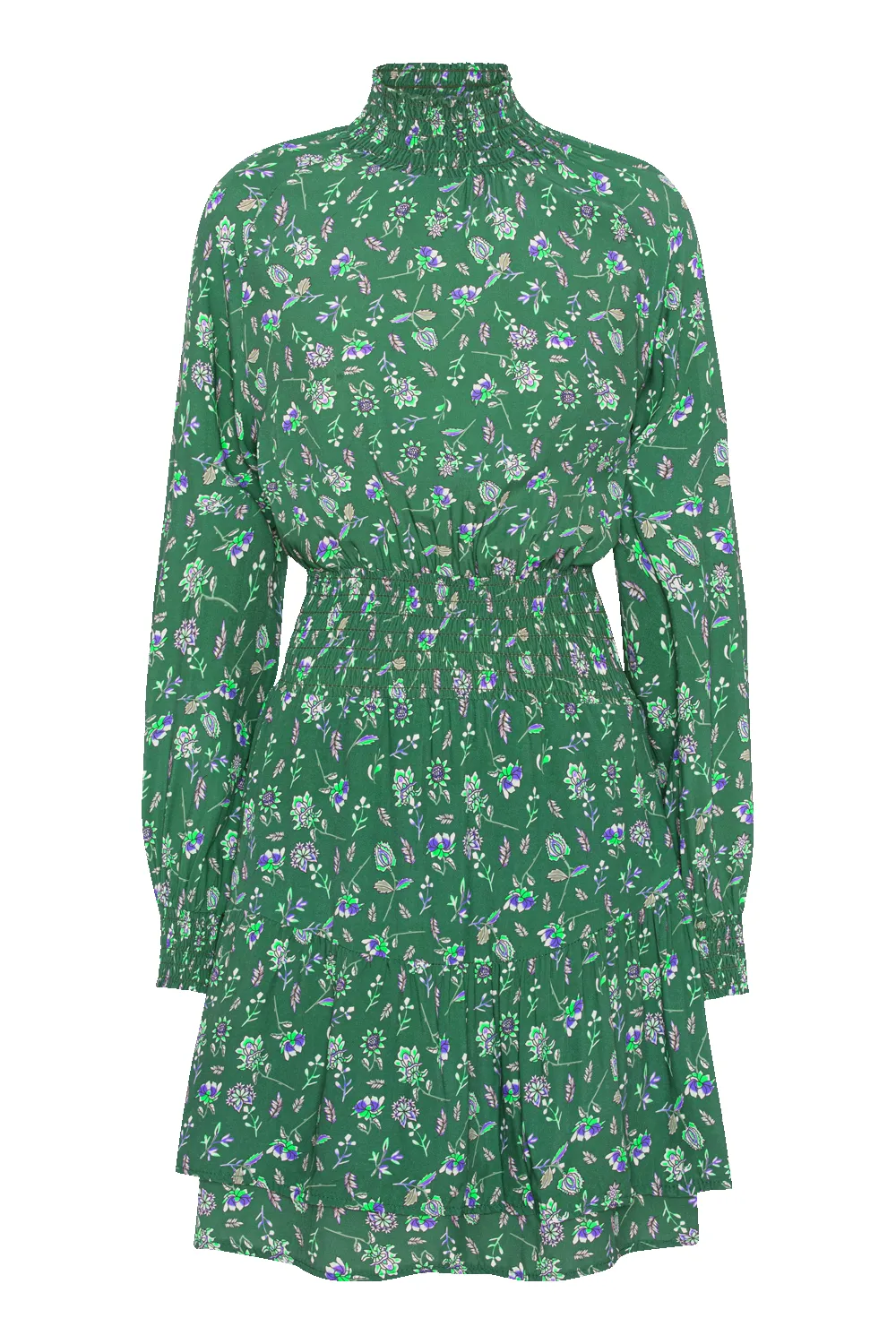 Daniella High Neck Dress Short Green Flower sold by Americandreams
