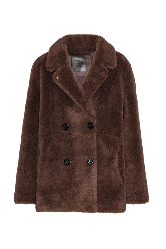 Fiona Short Coat Without Fur Chocolate Brown made by Americandreams