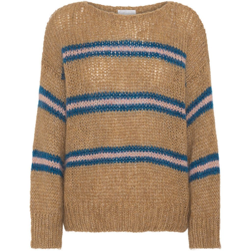 Amira Knit Pullover - Brown/Blue/Light Pink Striped sold by American Dream